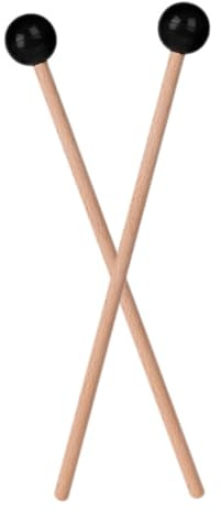 Schlägel für Musikinstrumente 2 Stück Holz und Gummi Schwarz | Geeignet für Stahlklang und Xylophon, Glatte Oberfläche, Sicher in Nutzung, Tragbares Design Zufälliger Stil