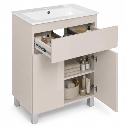 paplinskimoebel Badezimmermöbel Waschbeckenunterschrank 60cm Kaschmir Beige
