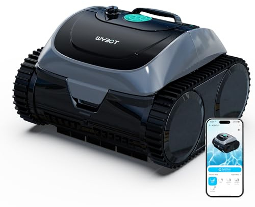 WYBOT C1-P Robot Piscina, Robot Piscina Senza Fili 4-in-1 Robot Piscina Fuori Terra con Robot Piscina pareti e Fondo, aspiraz. Pot., 5 Modi, NAV.+App, 155m² - Verde Acciaio Giada