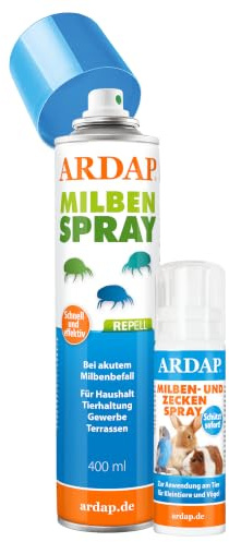 ARDAP Milben Set: Milbenspray 400ml + ARDAP Milben- und Zeckenspray für Nager und Vögel 100ml - Wirkt schnell und effektiv bei akutem Befall (PT19)