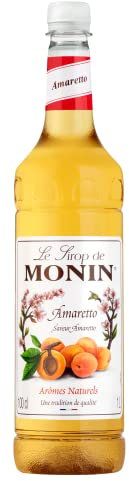 MONIN Premium Amaretto Syrup 1L for Coffee and Cocktails. Vegan-Friendly, Allergen-Free, 100% Natural Flavours and Colourings. Sugar Syrup