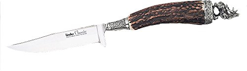 Linder Classic-Trachtenmesser, rostfreipoliert, Hirschhorn, Hirschfigur, 11cm - Outdoormesser - Jagdmesser - Solingen - Germany - edel