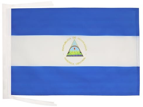 BANDERA de NICARAGUA 45x30cm - BANDERINA NICARAGÜENSE 30 x 45 cm cordeles - AZ FLAG