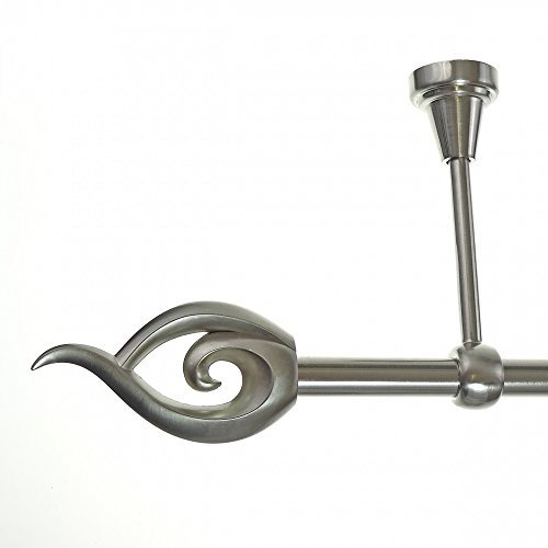 BASIT Gardinenstange Deckenmontage 1 läufig 240 cm lang Edelstahl Look Set Metall I 1-läufige Vorhangstange Deckenmontage Ø16mm I 120-600cm wählbar D14