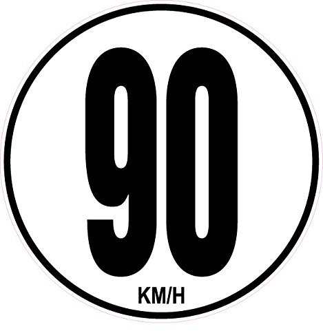 SAFIRMES Sticker 20cm Limitation de Vitesse Autocars Tracteur Poids Lourds 90 KM/H adhésif.