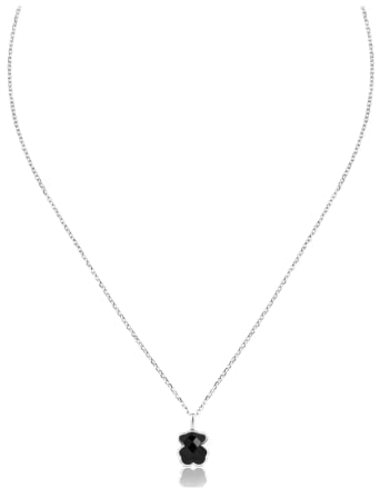 TOUS Halskette aus Sterlingsilber und Onyxbär-Anhänger für Damen, 45 cm lang, elegant und originell, Kollektion Icon Color