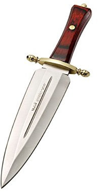 MUELA SERRENO-M Cuchillo de caza de hoja fija de 5-5/8 pulgadas con funda de cuero