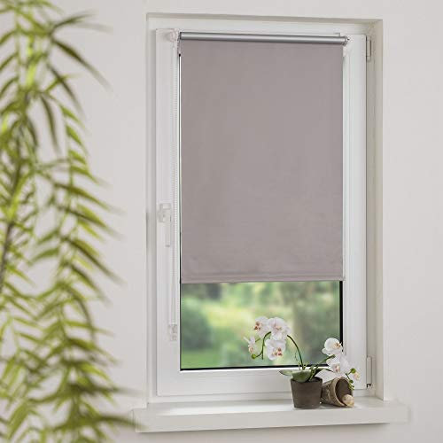 OBI Klemmfix Easyfix-Rollo Verdunkelungsrollo Pamplona Seitenzugrollo Kettenzug Klemmträgermontage | Taupe | 45 x 175 cm