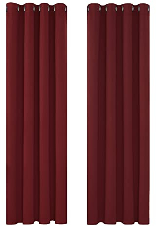 Deconovo Christmas Decorations Window Treatment Curtains Thermal Insulated Blackout Curtains Eyelet Curtains for Kids Bedroom 52x 63 Red 1 PAIR