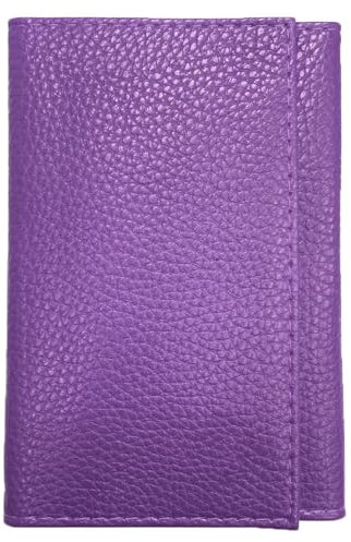 LOLUNA® - Porte Papier Voiture en Cuir Graine Souple - Format 3 Volets Compact - Etui Carte Grise, permis, identité, Assurance, crédit, dans Plusieurs Couleur pour Homme et Femme - Violet
