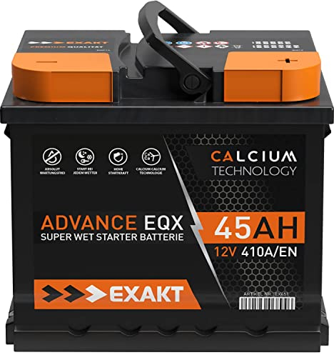 EXAKT Autobatterie 12V 45Ah Starterbatterie PKW KFZ Auto Batterie (45Ah)