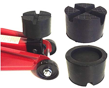 Gummiauflage viele Größen Wagenheber Hebebühnen Rangierwagenheber Unterstellbock Gummiklotz universal Gummiblock für KFZ PKW SUV Reifenwechsel Werkstatt Auto (85x50 2X V-Nut+Waffel+Aussparung)