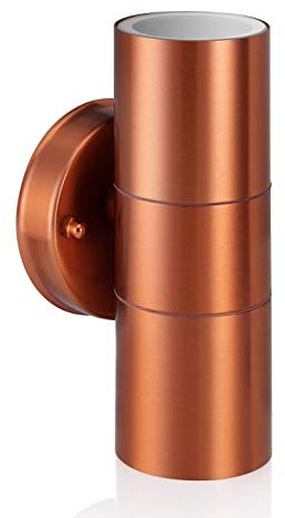Auraglow Edelstahl Innen/Außen Doppel Up & Down Wandleuchte - Nur Montage - Kupfer Finish