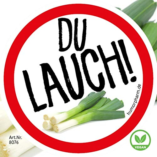 humorpharm DU LAUCH! Aufkleber - 50 Stück | Lustige Aufkleber für Lauch Aller Art - der erste vegane Lauch-Aufkleber