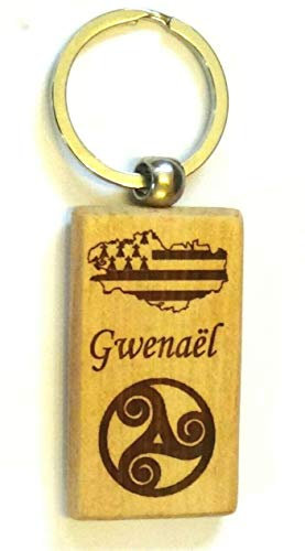 patrickgravure Porte clés Bois Exotique gravé Bretagne+triskel+prénom au Choix