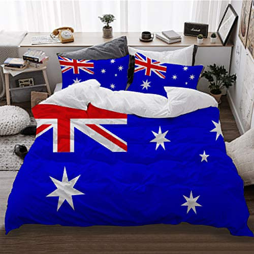 HATESAH Bedding Bettwäsche,Flagge von Australien,Bettwäsche 135x200cm,Kopfkissenbezug 2(50x80cm)