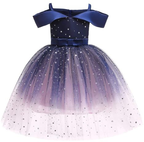 Cichic Vestito da festa delle ragazze 2-10 anni vestito da cerimonia nuziale elegante vestito formale, Tulle viola., 6-7 Anni
