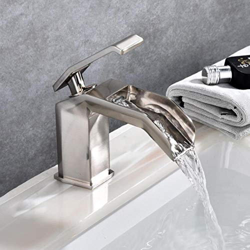 YHSGY Nickeldraht Zeichnung Becken Wasserhahn Schwarz Wasserfall Bad Wasserhahn Kalt Und Heiß Einhand Bad Wasserhahn Mixer Wasserhahn
