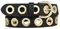 Zakatte • Damen Gürtel aus Kunstleder mit Lochnieten Ösengürtel Nietengürtel Nieten Ösen Lochösengürtel BS046 (Schwarz-Gold, 105 cm)