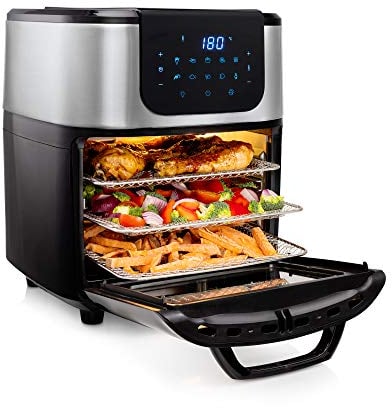 Princess 2-in-1 Air fryer Oven DeLuxe - 62.2% less energy use- 11 L capacity - 1800W - 65-200°C - 10 programmes - Incl. rotating basket - Rotating spit - 3 baking trays/crumb tray - Handle - 182075