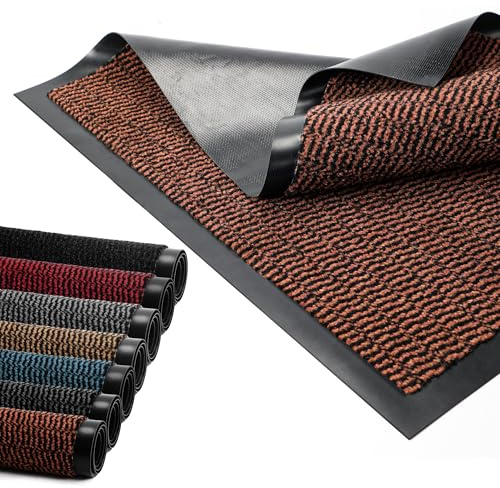 BLADO Door Mat Barrier Mat Non Slip Rubber Mats Washable Light Weight Heavy Duty | Floor Mats Kitchen Rugs Dirt Trapper Doormat Entrance Rug Shoes Scraper Super Absorbent Carpet (60cm x 120cm, Rust)