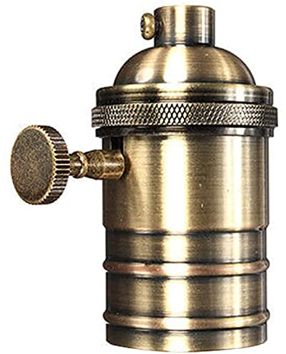 Ouitble Retro-Lampenfassung, E26/E27 Antike Edison-Lampenfassung mit EIN-/Aus-Schalter, Pendelleuchtenfassung, passend für LED, CFL, Kupfer und Aluminium