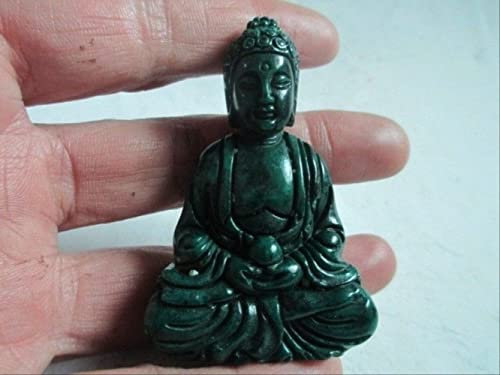 WANGZISHUO Chinesische Handarbeit Grüne Jade Buddha Anhänger Statue