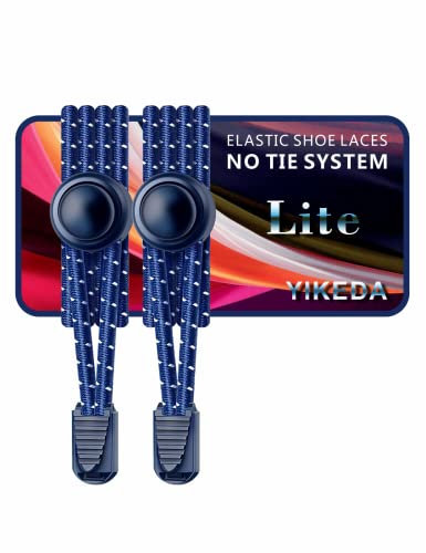 YIKEDA No Tie Elastic Laces 120CM Elastic Shoe Laces No Tie Elastic Shoelace Lock System Suitable for Kids Adults Elderly Disabled (Navy Blue)