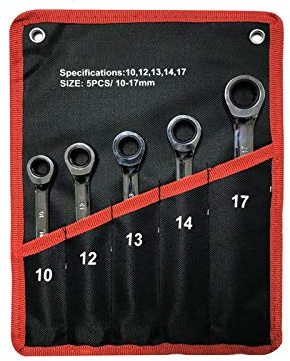 maulschlüssel Set WERA Bügel-Schlüssel-Schlüssel-Satz Ratsche 72 Zähne Auto-Reparatur-Werkzeuge Handwerkzeug Set Keys Ratschenschlüssel Universal-Ratschen-Schraubenschlüssel (Color : Black 5pcs)