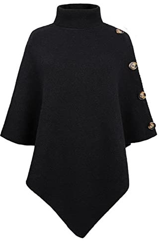 TBSCWYF Donna Bottone Scialle Lavorato a Maglia Poncho Cape Cardigan Cashmere/Cashmere Feel Sciarpa Avvolgente per la Primavera Autunno