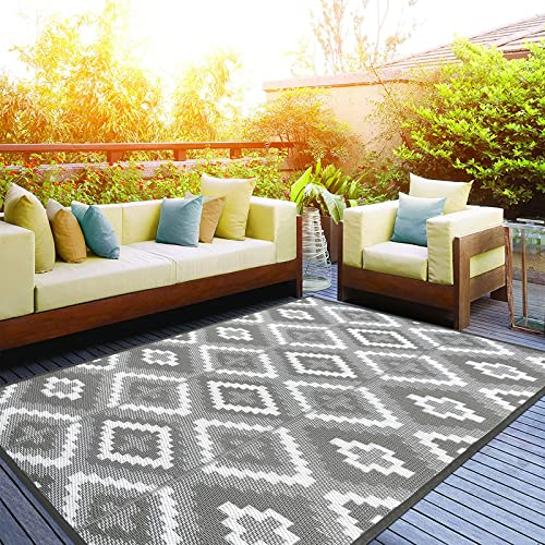 Enyhom Alfombra de Exterior Impermeable 120 x 180 cm, Ligera Alfombra Plastico Exterior Reversible Tejido Plano para Patio, Caravana, Jardín, Playa, Terraza, Balcón