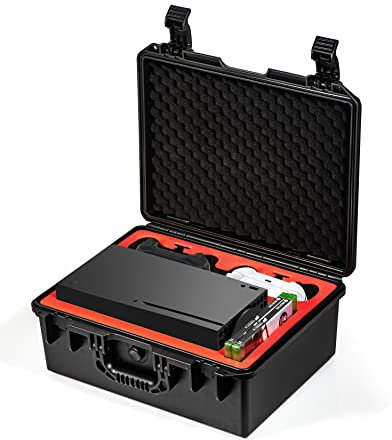 DEVASO Carrying Case for Xbox Series X, Professional Deluxe Waterproof Case Soft Lining Hard Case for Xbox Series X Console, Controllers, 2pcs Game cartridge and Other Accessories Storage