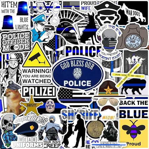 BulbaCraft 100Pcs Law Enforcement Stickers, Law Enforcement Support Decals, Blue Line Flag Stickers, Blue Line Laptop Decals, Gifts for Women & Men