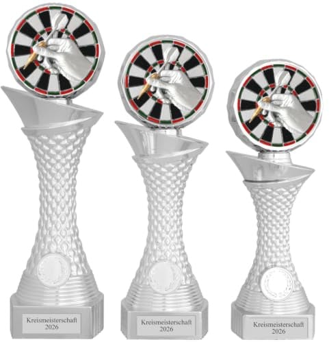 Druckspezialist Dart Pokal AVORD Trophäe Silber mit Gravur