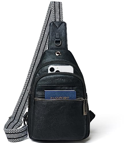 LATMAP Brusttasche Damen Herren crossbody bag damen kleine Sling Bag Gürteltasche Damen PU Leder Umhängetasche für Outdoorsport,Reisen,Radfahren
