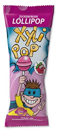 miradent XyliPOP® Erdbeere Bonboniere 25x 6g einzeln verpackt | zuckerfreier Lollipop mit Xylit gesüßt | zahnmineralisierend | fruchtiger Geschmack | vegan