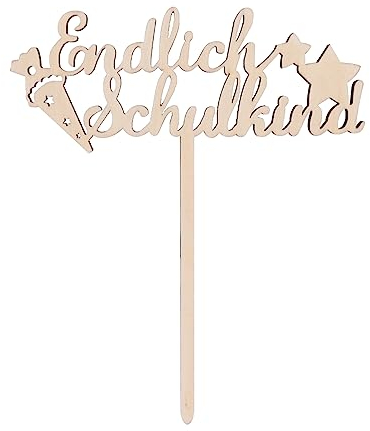 ENLACE Einschulung Cake Topper,3 Stück Endlich Schulkind Tortendeko Einschulung Aus Holz,Kuchendeko Schulkind Kuchen Topper, Tortendeko Schulanfang für Schuleinführung Junge und Mädchen