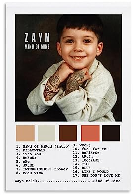ELedvb Zayn Malik, Mind of MineLeinwand-Poster, dekoratives Gemälde, Leinwand-Wandposter und Kunstdruck, modernes Familienschlafzimmer-Dekor-Poster, 20 x 30 cm
