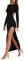 BKEPDY Vestito Donna Maniche Lunghe Slit Maxi Abito in Maglia a Coste Casual Donna Sexy Senza Spalline Aderente Abito da Festa Cocktail Party(L)