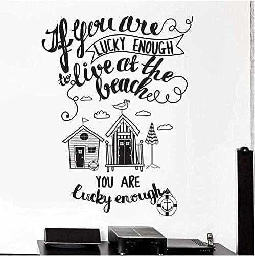 Citazione testo spiaggia casa al mare testo ispiratore adesivi murali in vinile camera da letto soggiorno camera dei bambini decorazione della casa murale 55×74 cm