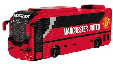 FOCO Offizielles Lizenzprodukt Manchester United FC BRXLZ-Steine 3D-Fußball-Reisebus Bau-Set