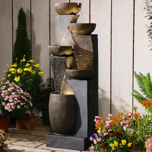 Bumilgar 51.4 Outdoor Water Fountain Modern Indoor with LED Lights