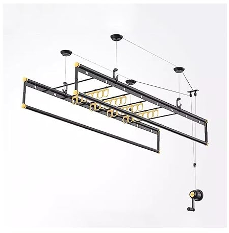 MOOWI Decke-Wäscheständer Heben Kleiderbügel Handkurbel Haushalt Kleiderbügel Manuelle Kleiderbügel Balkon Teleskop Automatische Kleiderbügel Wäschetrockner Decke (Color : A, Size : 2.4m)