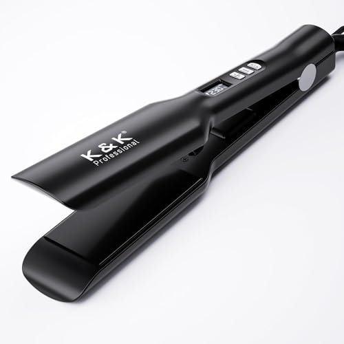 K&K Haare Glätteisen 45 mm, Keramik Titan Ion Glätten Locken und Glätten, Dual-Spannung Glätteisen und Lockenstab, 50-230 ℃ Haarglätter
