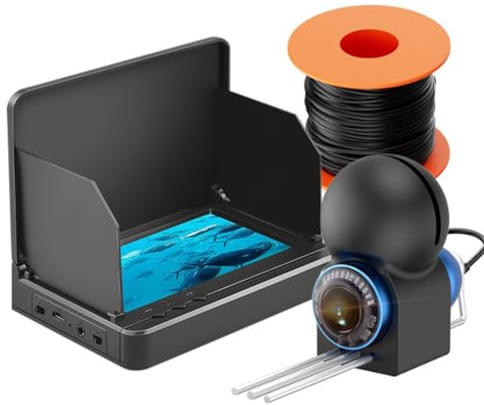 Hapihom Fish Finder Kamera, Unterwasser-Angelkamera mit 4,3 Zoll großem Bildschirm und Weitwinkel von 220 Grad, 10000 mAh Akku, 12 integrierten Hochleistungssonden 4,3 Zoll + 15 Meter