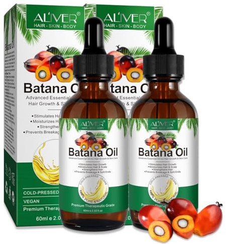 P-Beauty 2x Bio Batana Öl veganes Öl für Haare, Gesicht & Nägel, Kaltgepresst 60ml - für Haarwuchs & Hautpflege - Öl gegen Haarausfall & Spliss - Haarwachstum - Haarpflege - Gesichtspflege - Pflegeöl