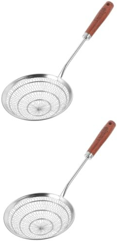 PRETYZOOM 2st Sieb Aus Edelstahl Löffel Kugeln Scoop Filter Sieb Nudel Für Frittierte Lebensmittel e Für Die Küche Skimmer Küchen Küchenwaren Frittiertes Holz