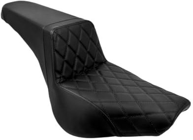 Flachsattel Sattel Sitzbank Schwarzer Motorrad-Doppelsitz für Fahrer und Beifahrer, Ledersitze vorne und hinten für Ha&rley Softail Street Bob FXBB 18–2022