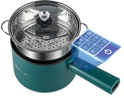 Small Rice Cooker, 2.5l Electric Frying Pan With Steamer，Multifunction Portable Nonstick Frying Pan, Household Multifunctional Frying, Steaming And Boiling Noodle Cooker For Student Dormitory(Green,Wi