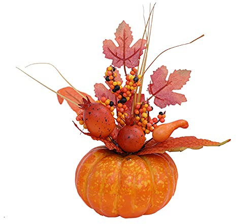 PINEPAN Künstlicher Kürbis Deko für Halloween, Thanksgiving, Herbstdeko Granatapfel, 20 cm x 10,5 cm, 1 Stück
